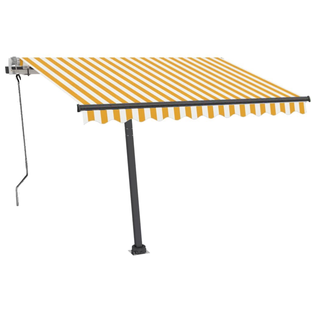 VidaXL Luifel vrijstaand handmatig uittrekbaar 350x250 cm geel en wit