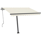 VidaXL Luifel handmatig uittrekbaar met LED 350x250 cm crèmekleurig