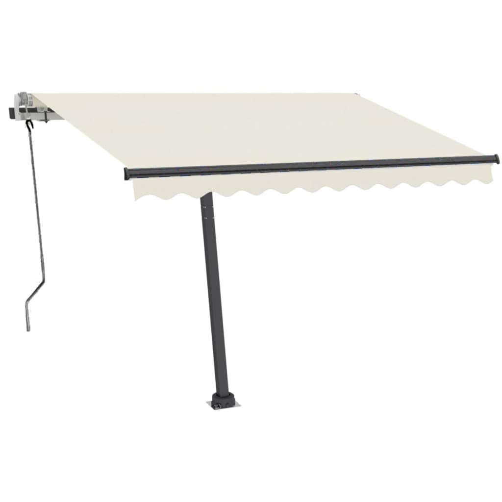 VidaXL Luifel handmatig uittrekbaar met LED 350x250 cm crèmekleurig