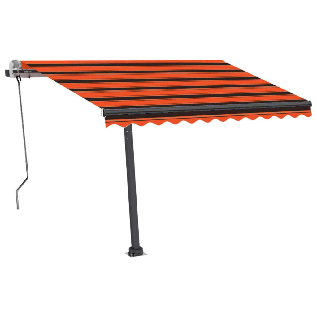 VidaXL Luifel handmatig uittrekbaar met LED 350x250 cm oranje en bruin