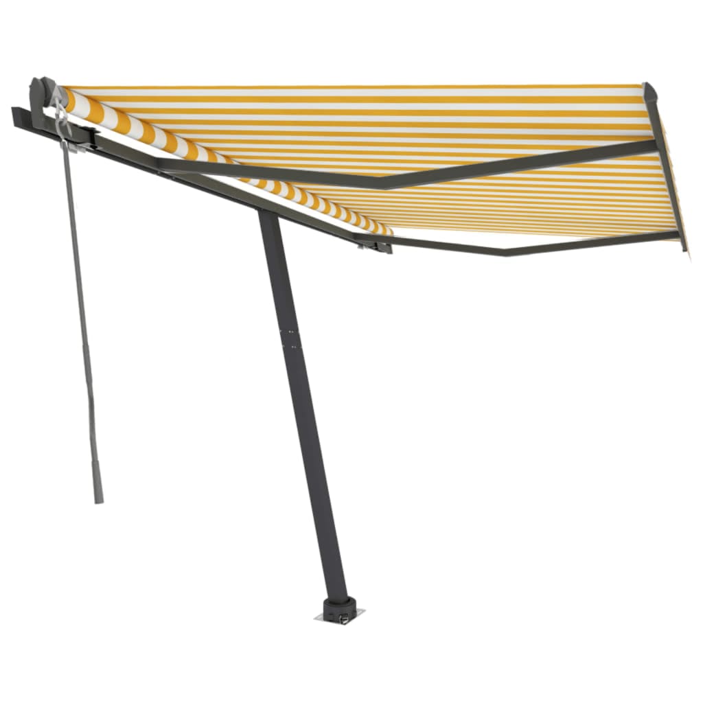 VidaXL Luifel vrijstaand automatisch 350x250 cm geel en wit