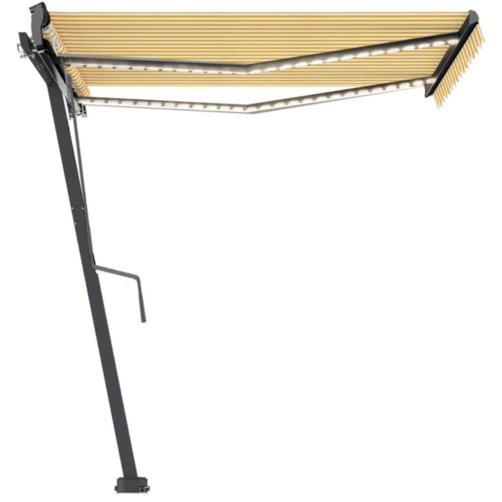 VidaXL Luifel vrijstaand automatisch 350x250 cm geel en wit