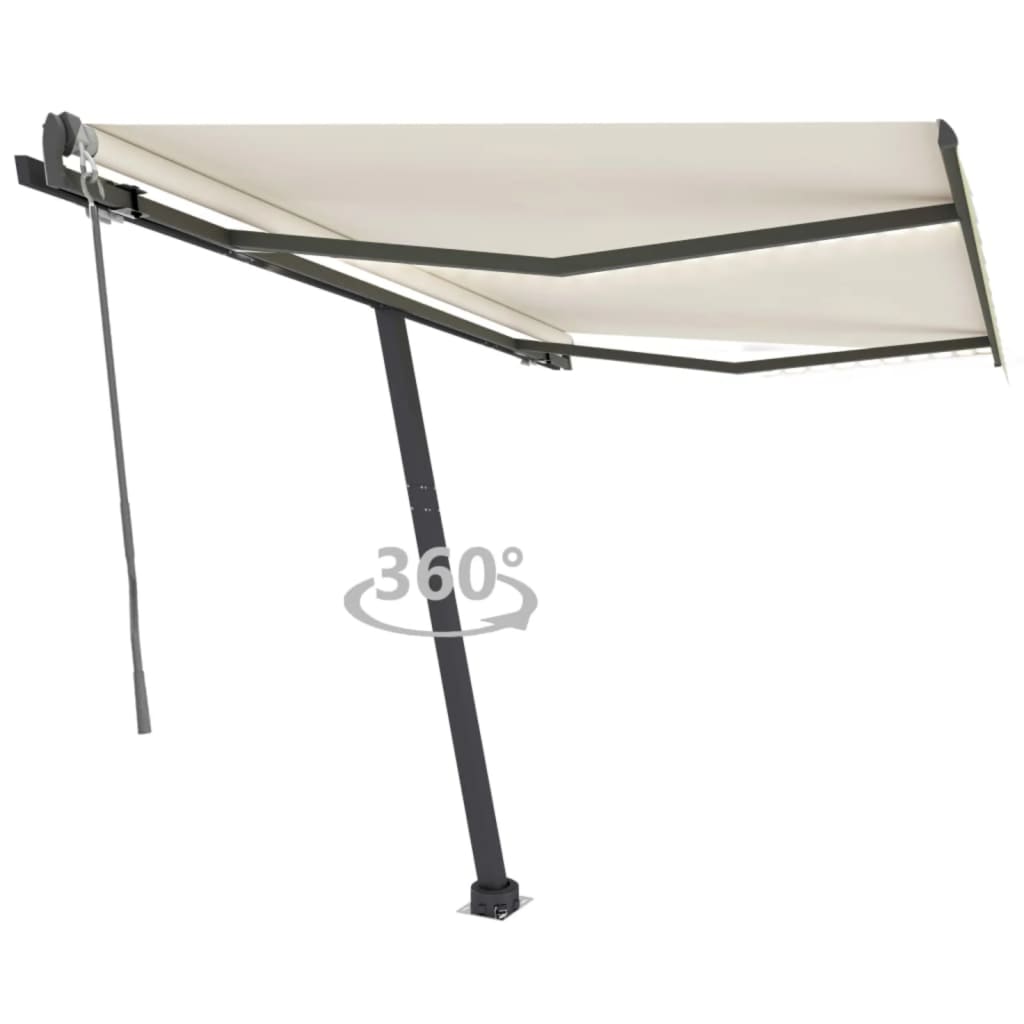 VidaXL Luifel automatisch met LED en windsensor 350x250 cm crèmekleur