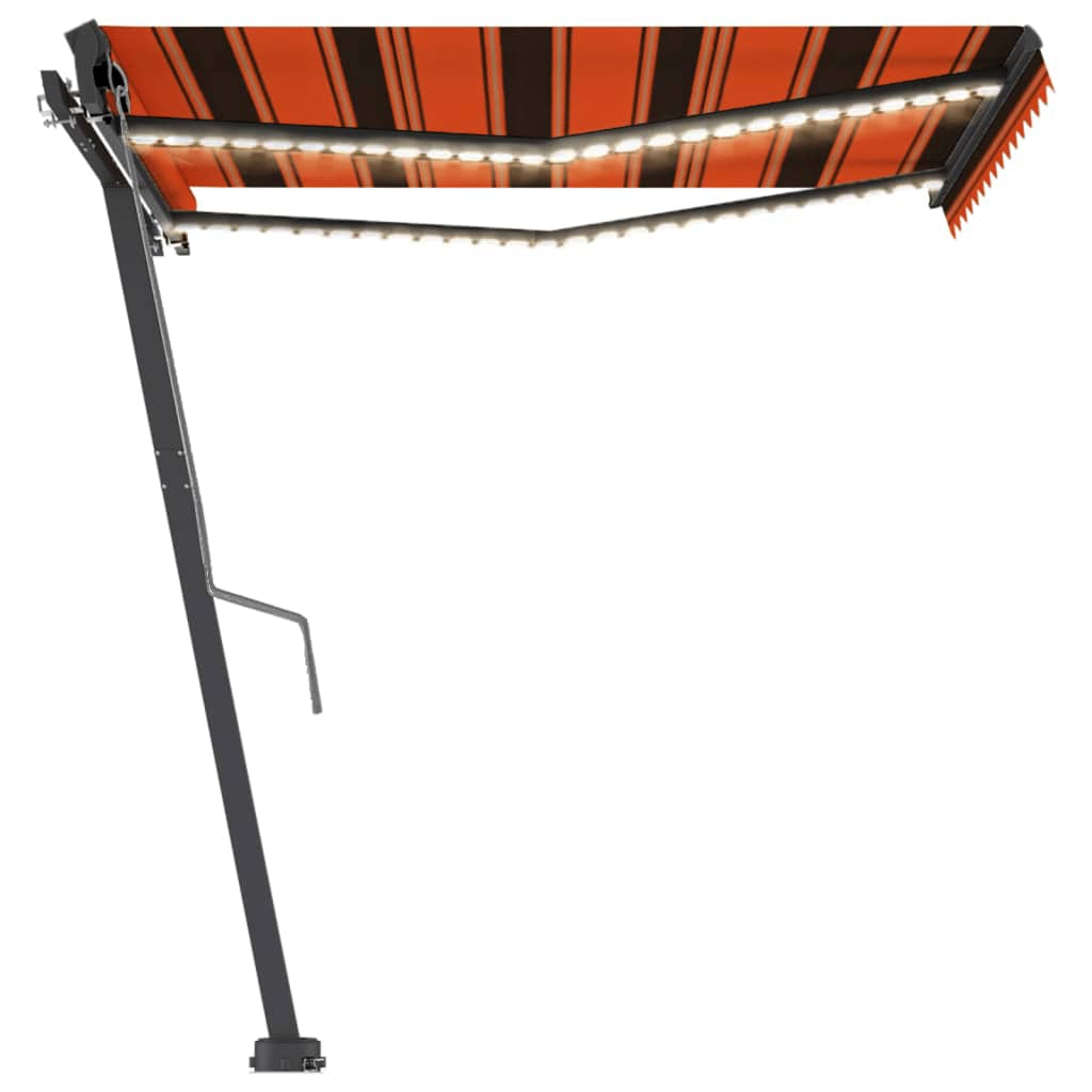 VidaXL Luifel automatisch met LED windsensor 350x250 cm oranje bruin
