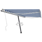 VidaXL Luifel vrijstaand handmatig uittrekbaar 400x300 cm blauw en wit