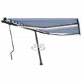VidaXL Luifel handmatig uittrekbaar met LED 400x300 cm blauw en wit