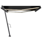 VidaXL Luifel handmatig uittrekbaar met LED 400x300 cm antracietkleur