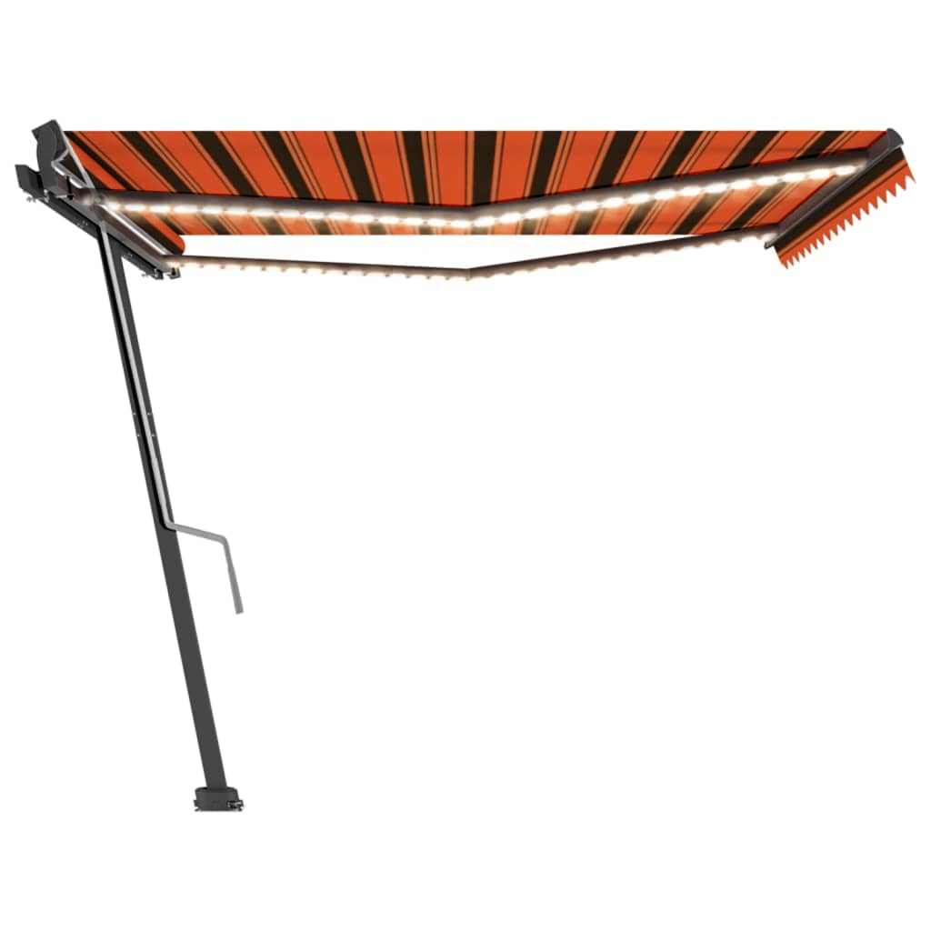 VidaXL Luifel handmatig uittrekbaar met LED 400x300 cm oranje en bruin