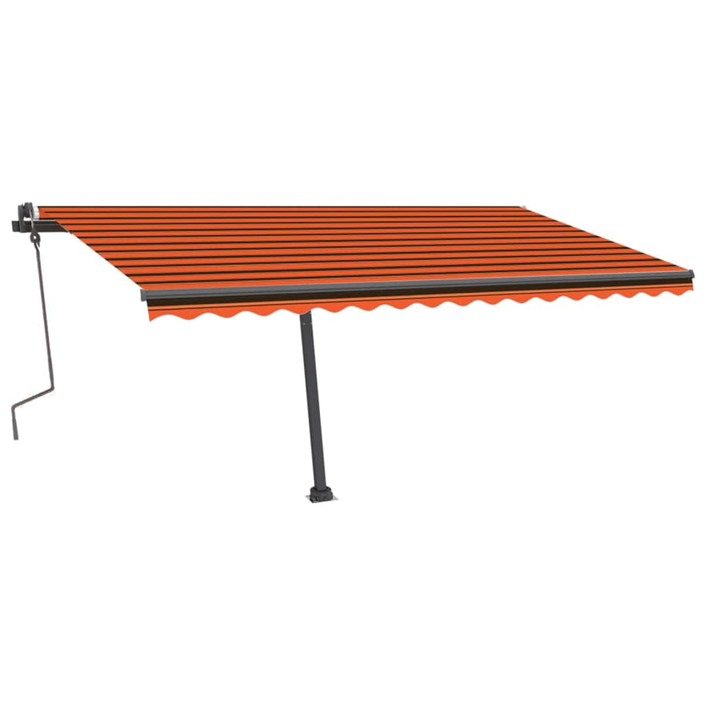 VidaXL Luifel handmatig uittrekbaar met LED 400x300 cm oranje en bruin