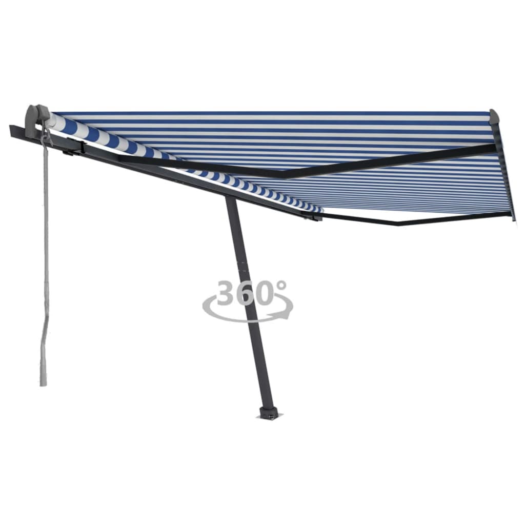 VidaXL Luifel vrijstaand automatisch 400x300 cm blauw en wit