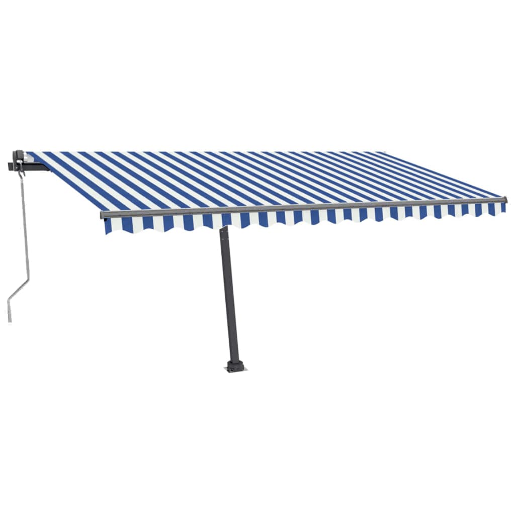 VidaXL Luifel vrijstaand automatisch 400x300 cm blauw en wit
