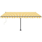 VidaXL Luifel vrijstaand automatisch 400x300 cm geel en wit