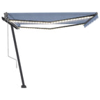VidaXL Luifel automatisch met LED en windsensor 400x300cm blauw en wit