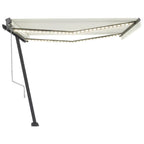 VidaXL Luifel automatisch met LED en windsensor 400x300 cm crèmekleur