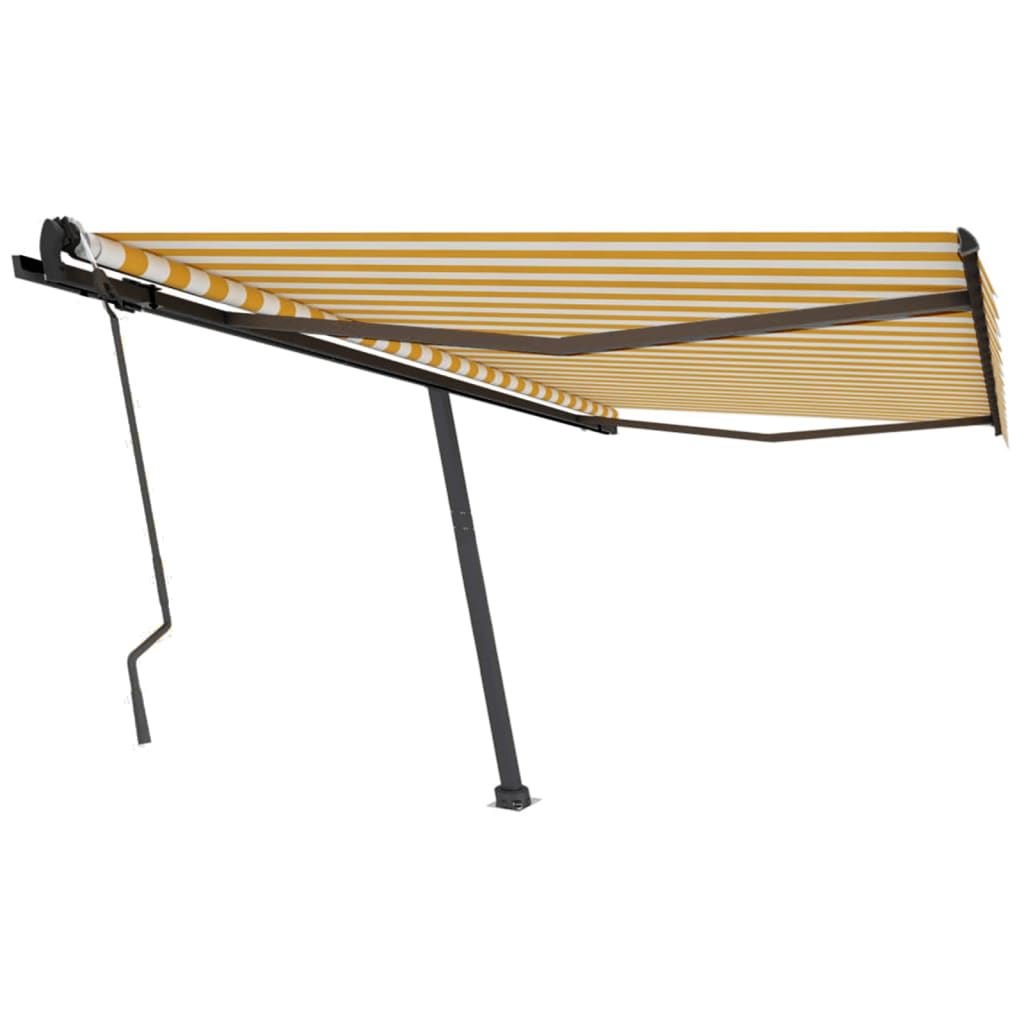 VidaXL Luifel vrijstaand handmatig uittrekbaar 450x300 cm geel en wit
