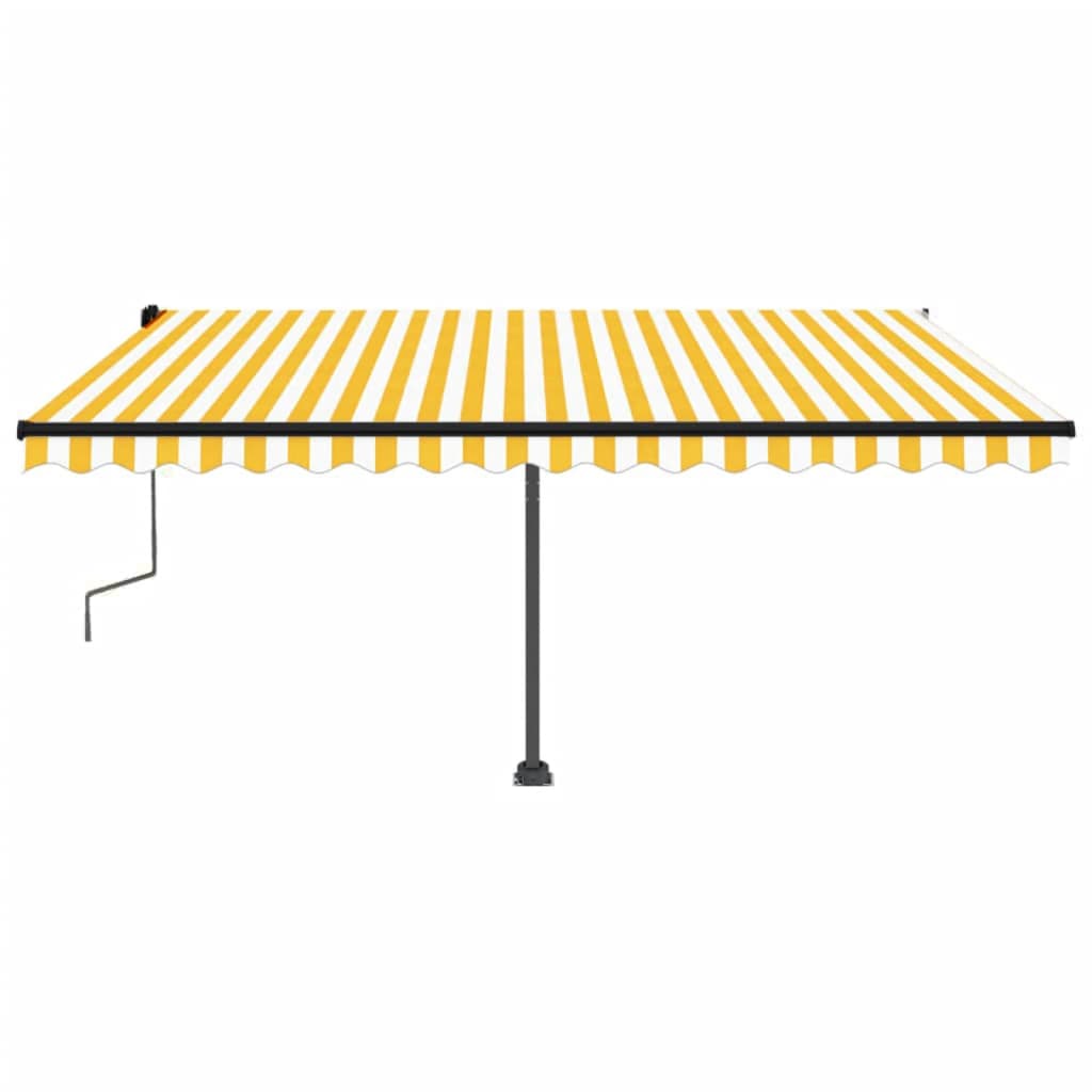 VidaXL Luifel vrijstaand handmatig uittrekbaar 450x300 cm geel en wit
