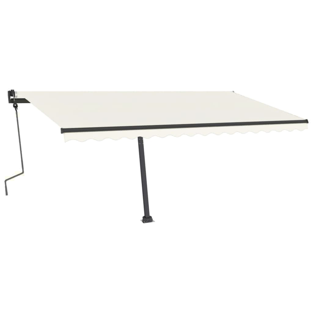 VidaXL Luifel handmatig uittrekbaar met LED 450x300 cm crèmekleurig