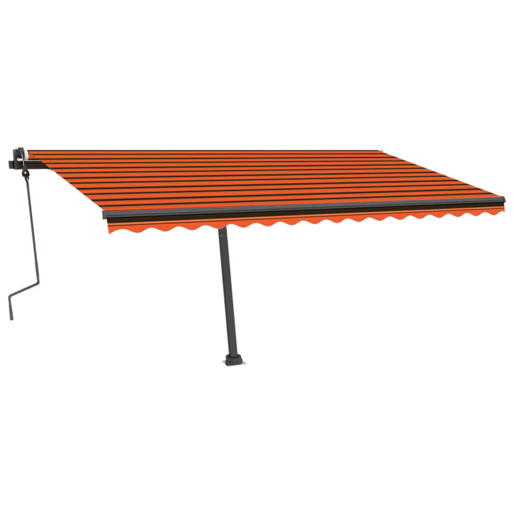 VidaXL Luifel handmatig uittrekbaar met LED 450x300 cm oranje en bruin