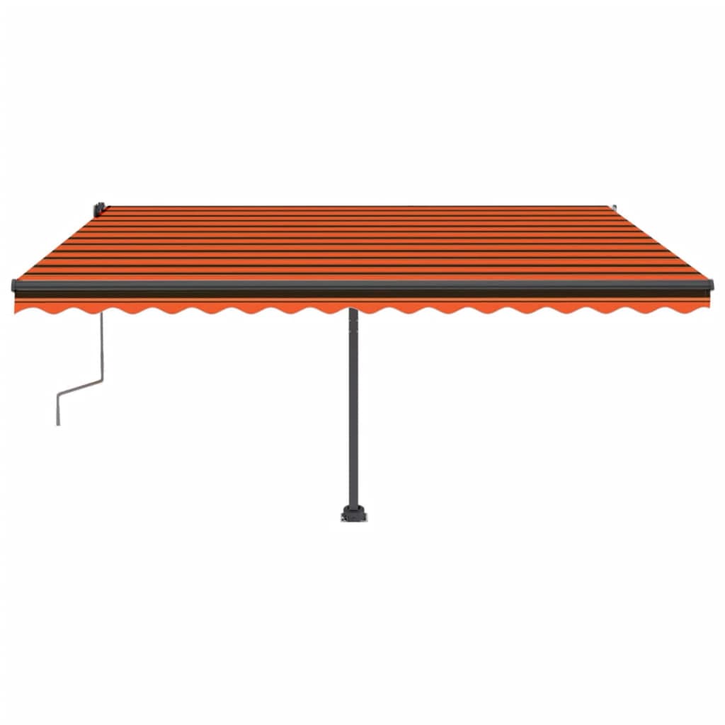 VidaXL Luifel handmatig uittrekbaar met LED 450x300 cm oranje en bruin