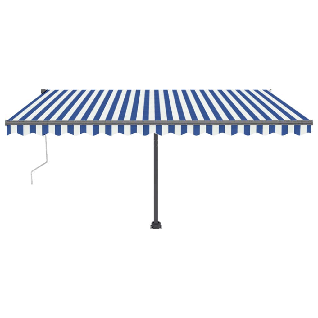 VidaXL Luifel automatisch met LED en windsensor 450x300 cm blauw wit