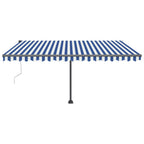 VidaXL Luifel automatisch met LED en windsensor 450x300 cm blauw wit