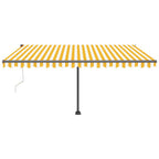 VidaXL Luifel automatisch met LED en windsensor 450x300 cm geel en wit