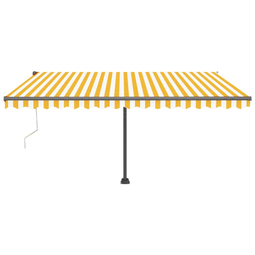 VidaXL Luifel automatisch met LED en windsensor 450x300 cm geel en wit