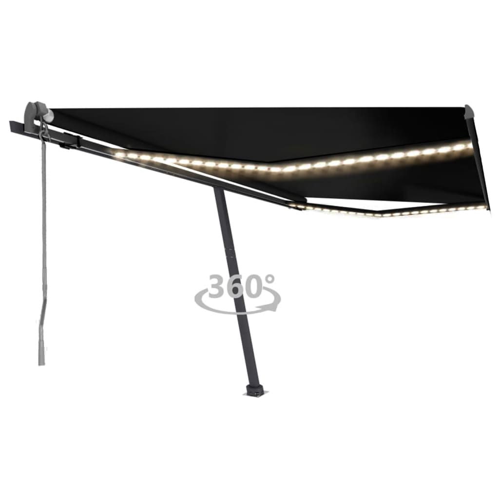 VidaXL Luifel automatisch met LED en windsensor 450x300 cm antraciet