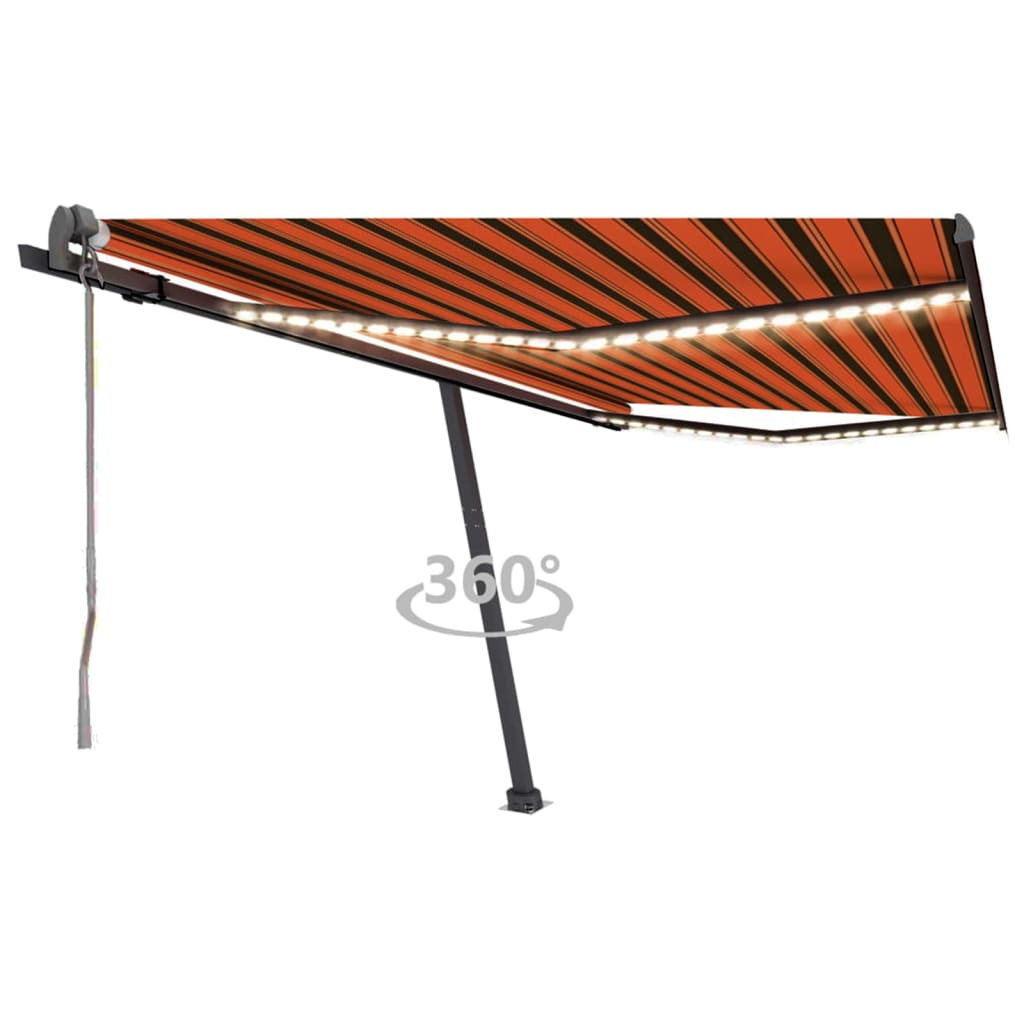 VidaXL Luifel automatisch met LED windsensor 450x300 cm oranje bruin
