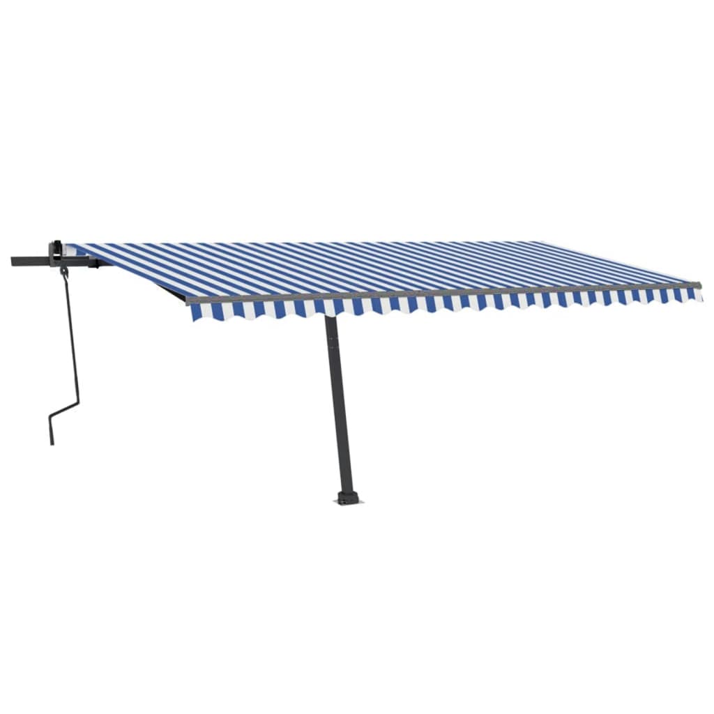 VidaXL Luifel vrijstaand handmatig uittrekbaar 500x300 cm blauw en wit