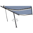 VidaXL Luifel handmatig uittrekbaar met LED 500x300 cm blauw en wit