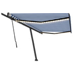 VidaXL Luifel handmatig uittrekbaar met LED 500x300 cm blauw en wit