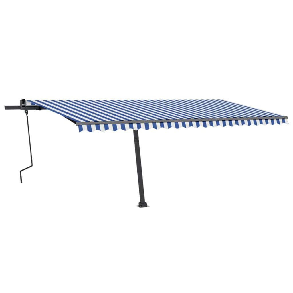VidaXL Luifel handmatig uittrekbaar met LED 500x300 cm blauw en wit
