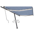 VidaXL Luifel automatisch met LED en windsensor 500x300 cm blauw wit