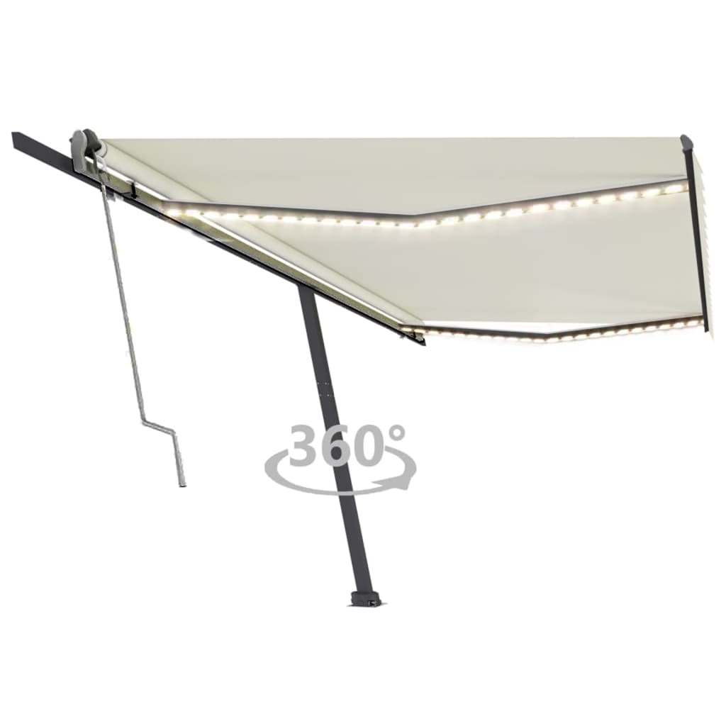 VidaXL Luifel automatisch met LED en windsensor 500x300 cm crèmekleur