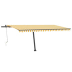 VidaXL Luifel automatisch met LED en windsensor 500x300 cm geel en wit