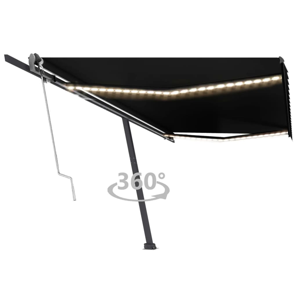 VidaXL Luifel automatisch met LED en windsensor 500x300 cm antraciet