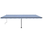 VidaXL Luifel vrijstaand handmatig uittrekbaar 600x300 cm blauw en wit