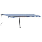 VidaXL Luifel handmatig uittrekbaar met LED 600x300 cm blauw en wit