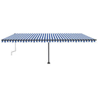 VidaXL Luifel handmatig uittrekbaar met LED 600x300 cm blauw en wit