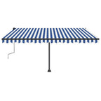 VidaXL Luifel vrijstaand handmatig uittrekbaar 400x350 cm blauw en wit