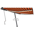 VidaXL Luifel handmatig uittrekbaar met LED 400x350 cm oranje en bruin