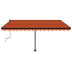 VidaXL Luifel handmatig uittrekbaar met LED 400x350 cm oranje en bruin