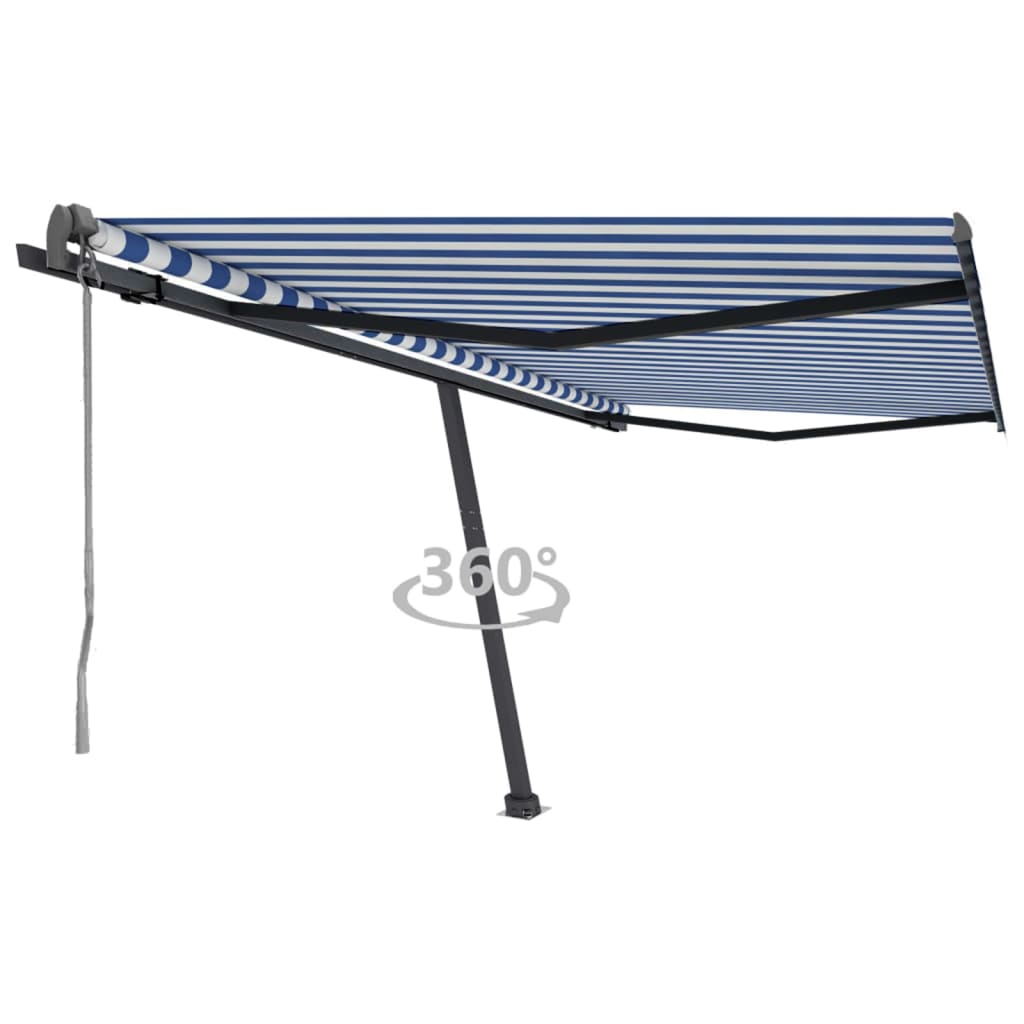 VidaXL Luifel vrijstaand automatisch 400x350 cm blauw en wit