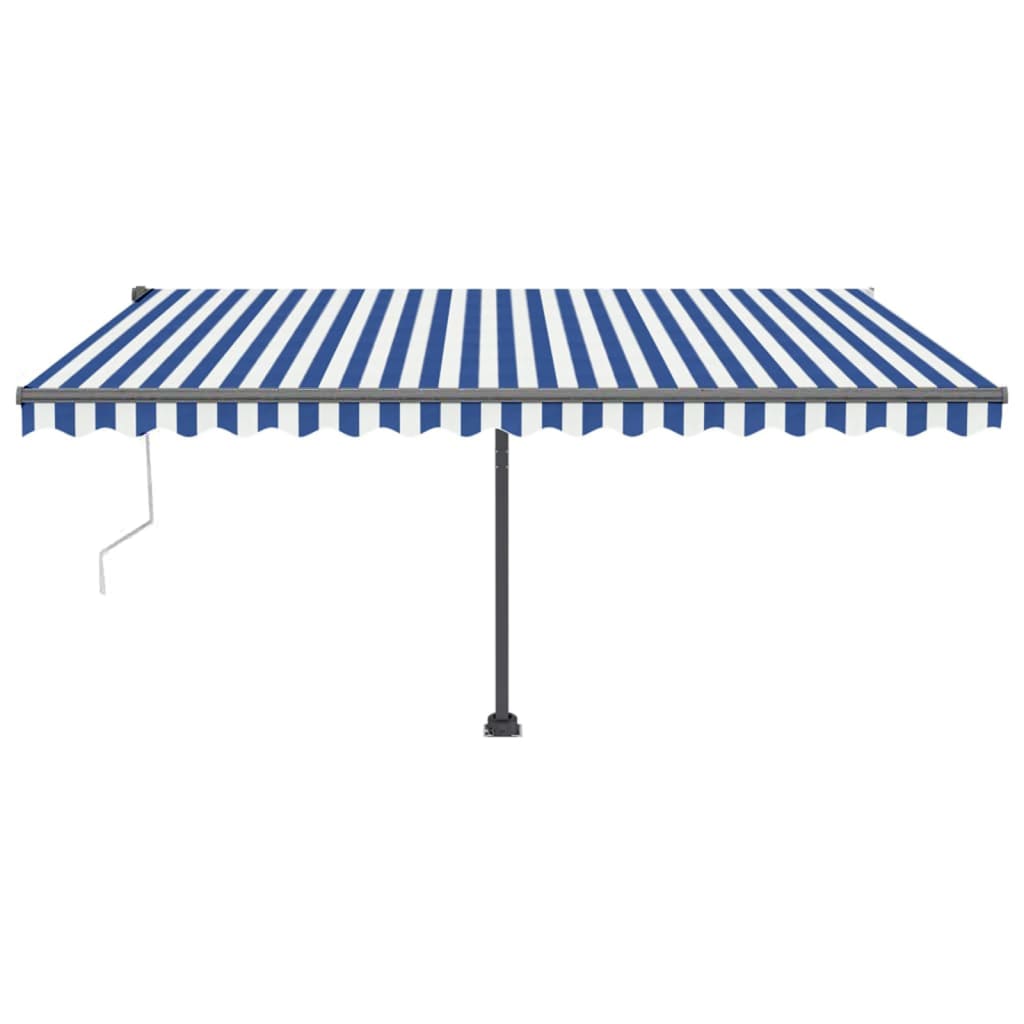 VidaXL Luifel vrijstaand automatisch 400x350 cm blauw en wit