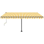 VidaXL Luifel vrijstaand automatisch 400x350 cm geel en wit