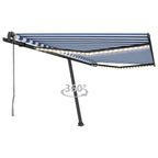 VidaXL Luifel automatisch met LED en windsensor 400x350 cm blauw wit