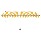 VidaXL Luifel automatisch met LED en windsensor 400x350 cm geel en wit