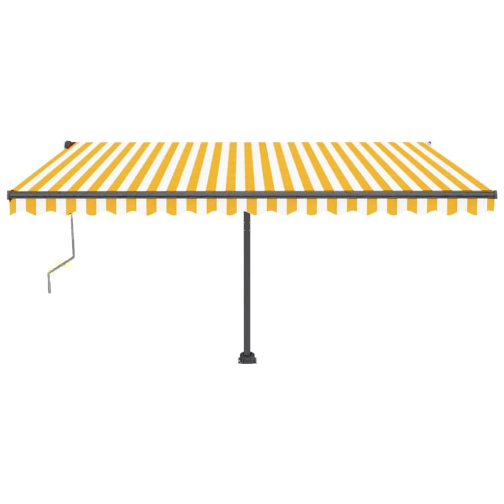 VidaXL Luifel automatisch met LED en windsensor 400x350 cm geel en wit