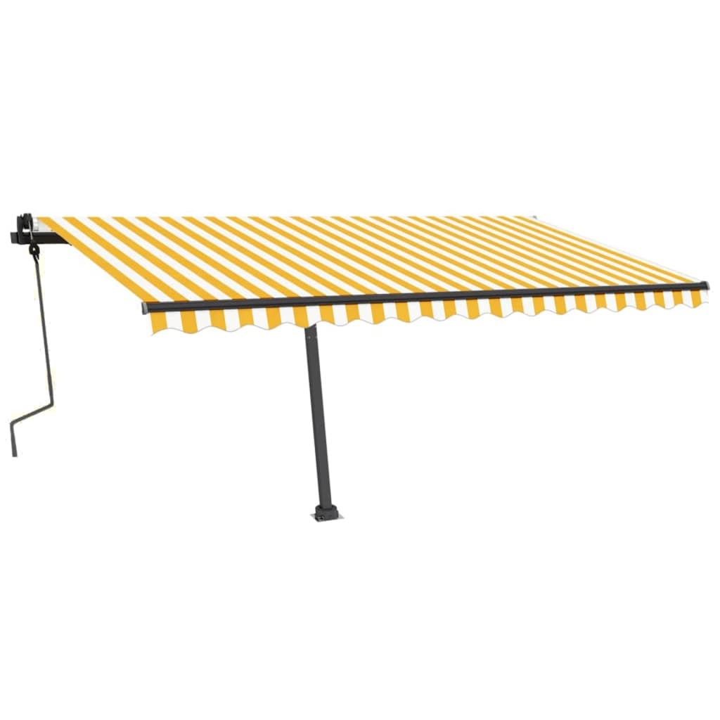 VidaXL Luifel vrijstaand handmatig uittrekbaar 450x350 cm geel en wit